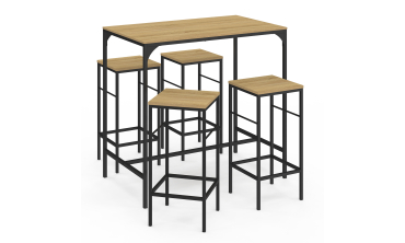 Table haute repas Memphis  95cm + 4 tabourets