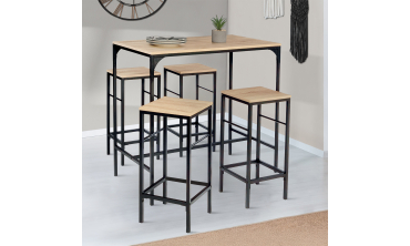Table haute repas Memphis  95cm + 4 tabourets