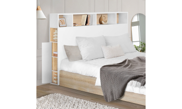 Tête de lit Léo blanche avec rangements 145cm