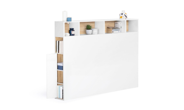 Tête de lit Léo blanche avec rangements 145cm