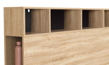 Tête de lit Léo bois et noire avec rangements 145cm