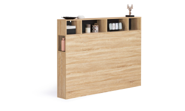 Tête de lit Léo bois et noire avec rangements 145cm