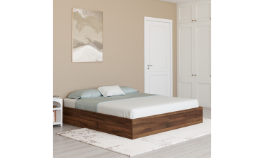 Lit coffre Malta 160x200cm effet bois noyer