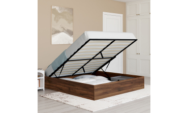 Lit coffre Malta 160x200cm effet bois noyer