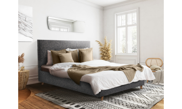 Lit coffre Mala 160x200cm tissu gris