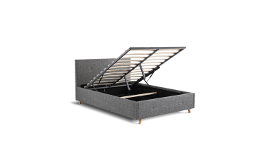 Lit coffre Mala 160x200cm tissu gris