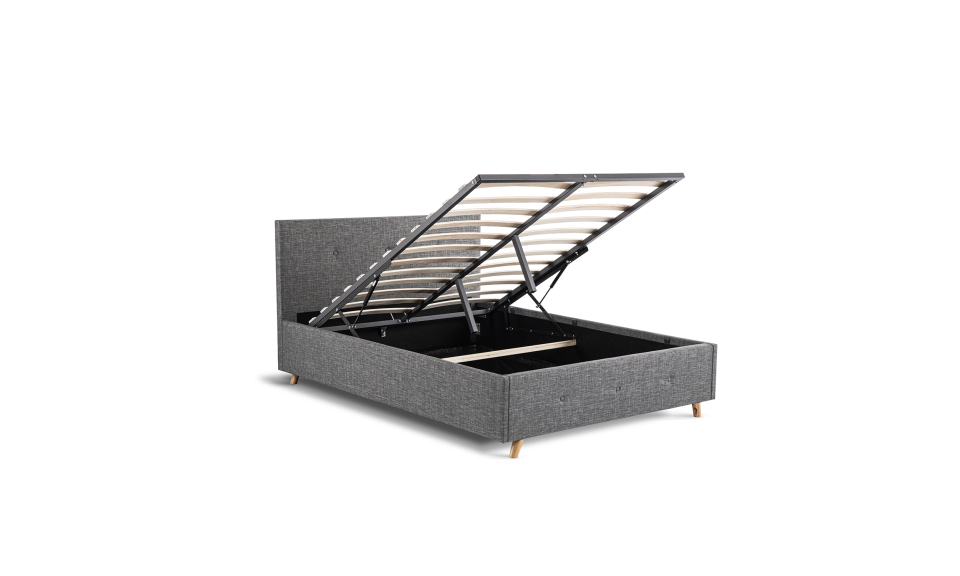 Lit coffre Mala 160x200cm tissu gris