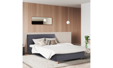 Lit coffre Mala 140x190cm tissu gris