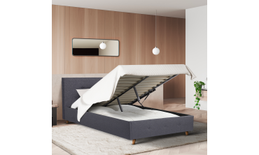 Lit coffre Mala 140x190cm tissu gris