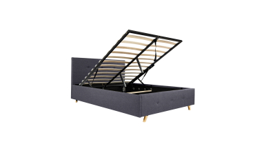 Lit coffre Mala 140x190cm tissu gris