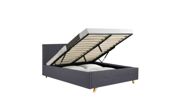 Lit coffre Mala 140x190cm tissu gris