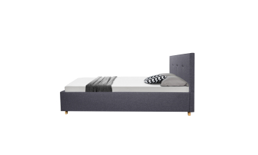 Lit coffre Mala 140x190cm tissu gris
