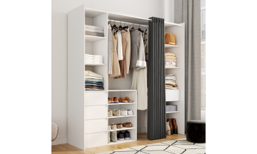 Dressing Justine extensible 120-180cm blanc 5 tiroirs double colonne