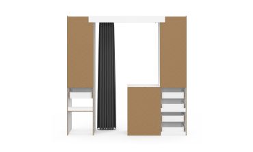 Dressing Justine extensible 120-180cm blanc 5 tiroirs double colonne