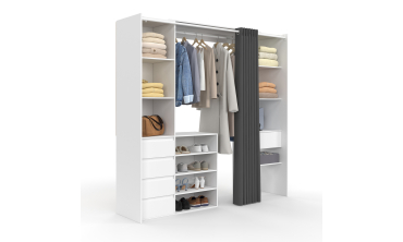 Dressing Justine extensible 120-180cm blanc 5 tiroirs double colonne