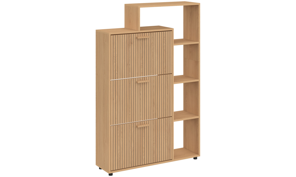 Meuble chaussures Faustine 3 portes + étagères - 18 paires