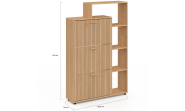 Meuble chaussures Faustine 3 portes + étagères - 18 paires