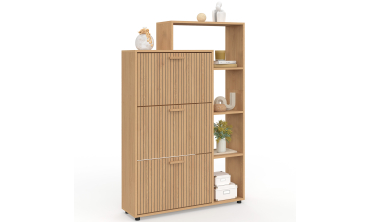 Meuble chaussures Faustine 3 portes + étagères - 18 paires