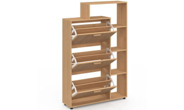 Meuble chaussures Faustine 3 portes + étagères - 18 paires