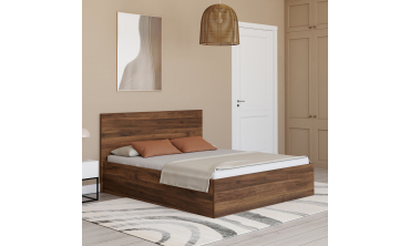 Lit coffre Sicilia 140x190cm effet bois noyer