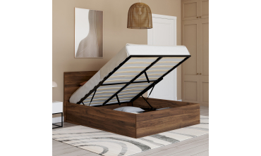 Lit coffre Sicilia 140x190cm effet bois noyer