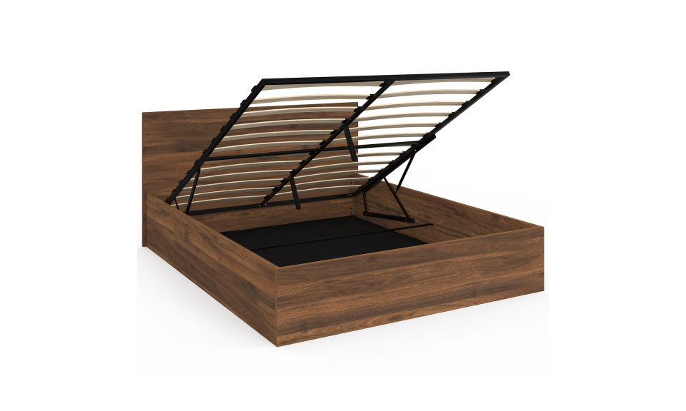 Lit coffre Sicilia 160x200cm effet bois noyer