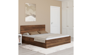 Lit coffre Sicilia 160x200cm effet bois noyer