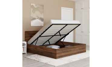 Lit coffre Sicilia 160x200cm effet bois noyer