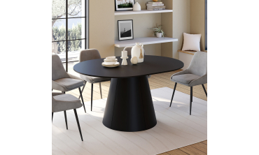 Table à manger ronde extensible Elvis noire Ø110-150cm