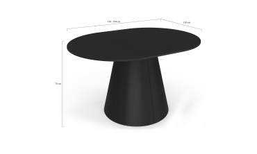 Table à manger ronde extensible Elvis noire Ø110-150cm