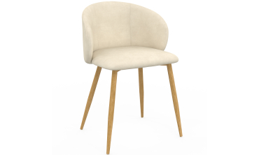 Chaises Léona velours crème et pieds métal bois - lot de 2