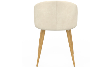 Chaises Léona velours crème et pieds métal bois - lot de 2