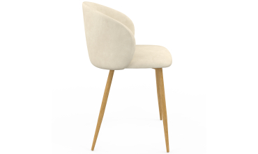 Chaises Léona velours crème et pieds métal bois - lot de 4