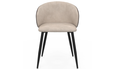 Chaises Léona bi-matière taupe et marron pieds métal noirs - lot de 2