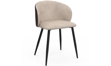 Chaises Léona bi-matière taupe et marron pieds métal noirs - lot de 2