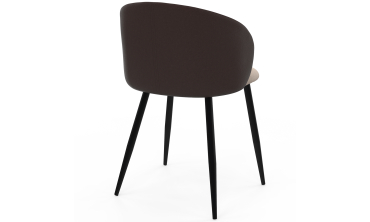 Chaises Léona bi-matière taupe et marron pieds métal noirs - lot de 2