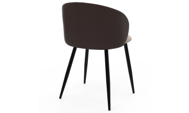 Chaises Léona bi-matière taupe et marron pieds métal noirs - lot de 4