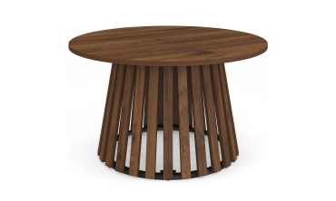 Table basse ronde Camélia pieds lattes effet noyer Ø70cm