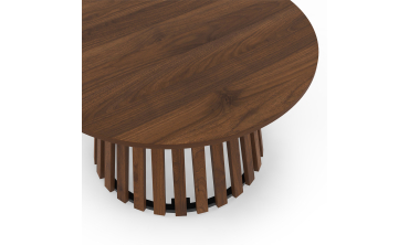 Table basse ronde Camélia pieds lattes effet noyer Ø70cm