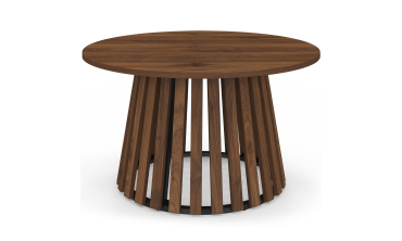 Table basse ronde Camélia pieds lattes effet noyer Ø70cm