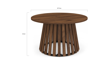Table basse ronde Camélia pieds lattes effet noyer Ø70cm