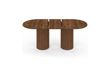 Table à manger extensible Albane 160-200cm 2 pieds pylône effet noyer