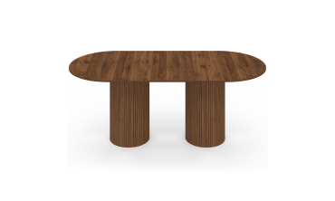 Table à manger extensible Albane 160-200cm 2 pieds pylône effet noyer