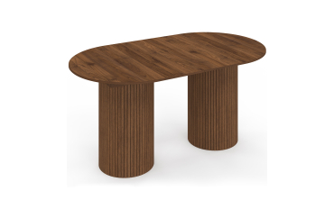 Table à manger extensible Albane 160-200cm 2 pieds pylône effet noyer