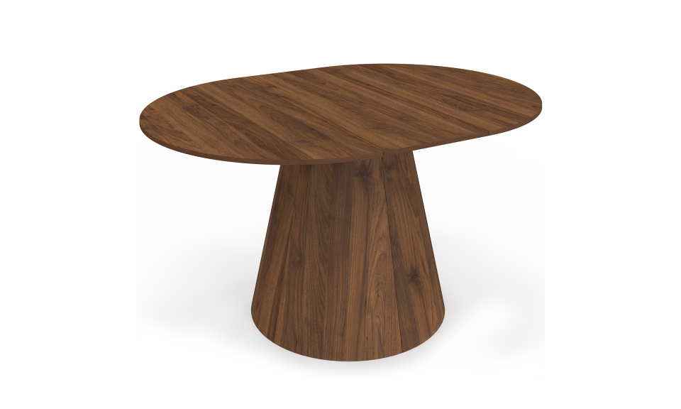 Table à manger ronde extensible Elvis effet noyer Ø110-150cm