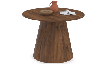 Table à manger ronde extensible Elvis effet noyer Ø110-150cm