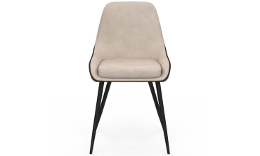 Chaises Ornella bi-matière taupe et marron pieds métal noirs - lot de 2