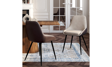 Chaises Ornella bi-matière taupe et marron pieds métal noirs - lot de 4