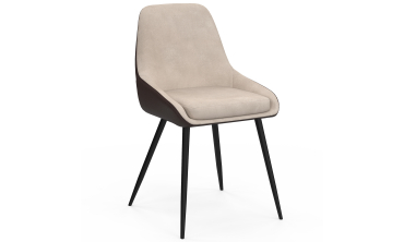 Chaises Ornella bi-matière taupe et marron pieds métal noirs - lot de 4