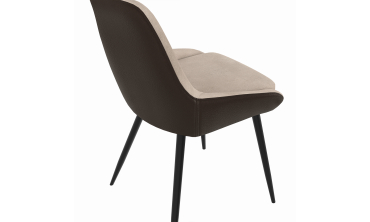 Chaises Ornella bi-matière taupe et marron pieds métal noirs - lot de 6